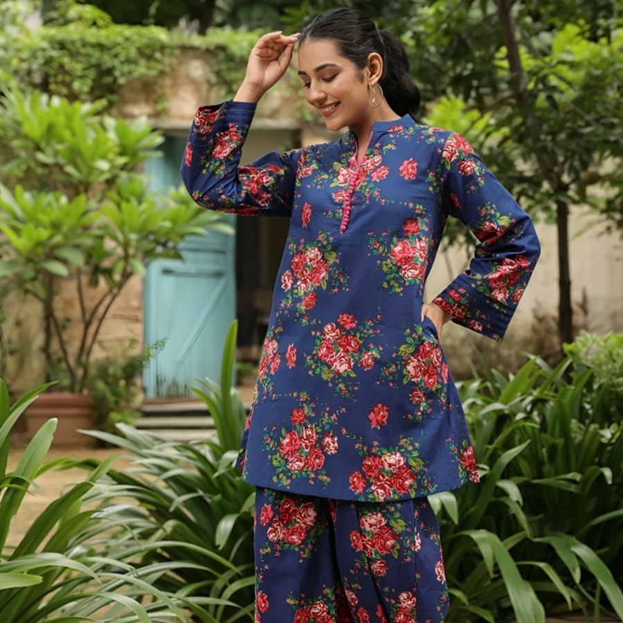 Royal Blue Kurta Pant Set-4