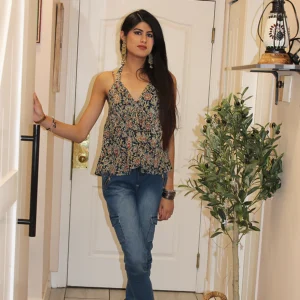 Blue Kalamkari Halter Neck Top