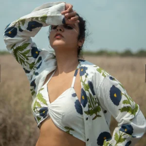 Blue floral Shirt with Blouse