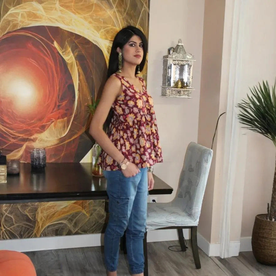 Maroon floral Tops-4